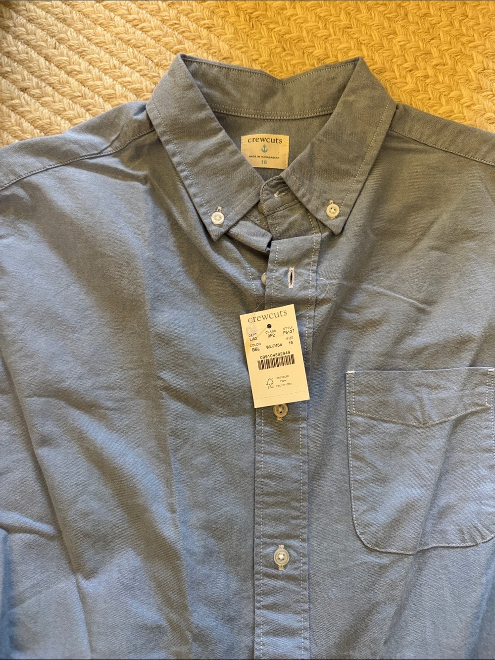 NWT Blue Oxford Button Down Shirt From Crewcuts - 2 available